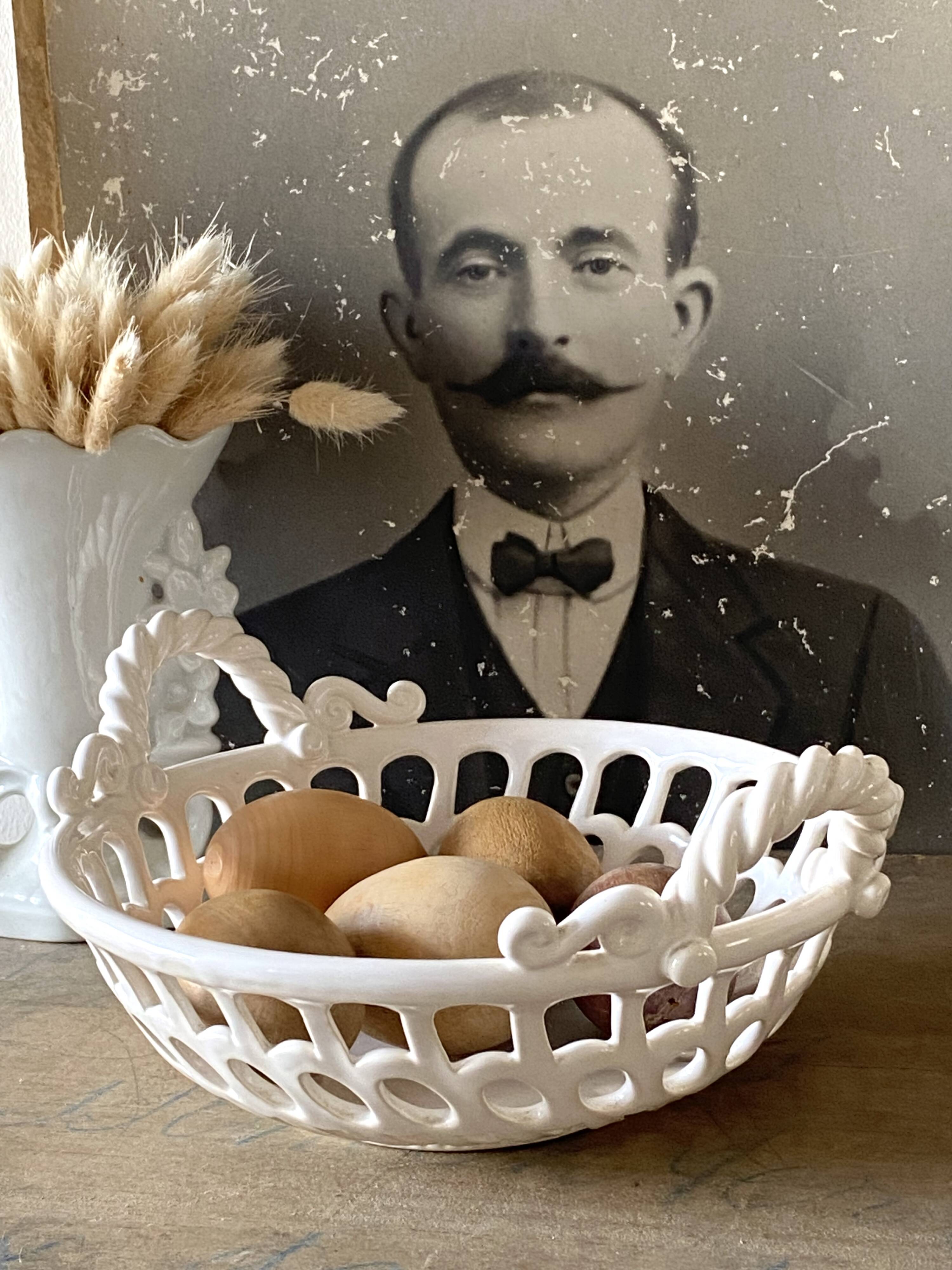 White ceramic basket