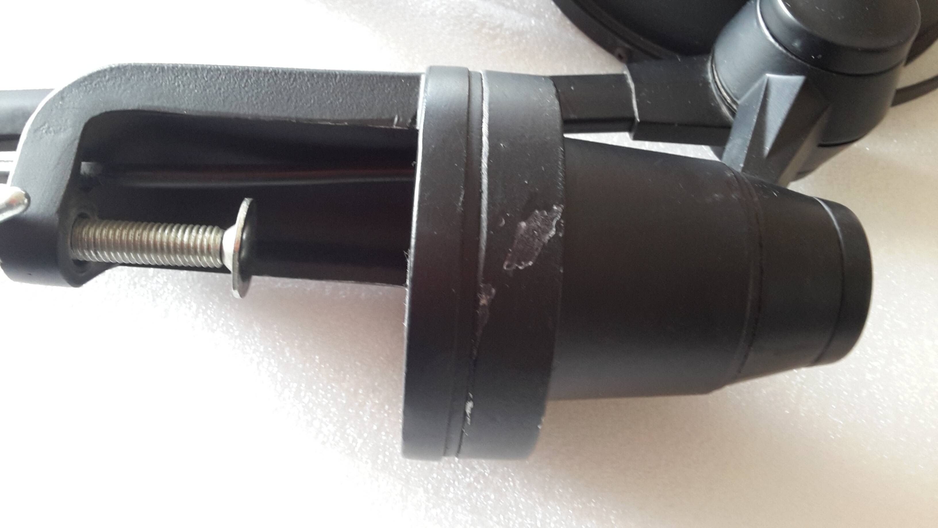 Old black Jieldé workshop lamp with clamp, 2 arms (35 and 50cm) - E27 150W.