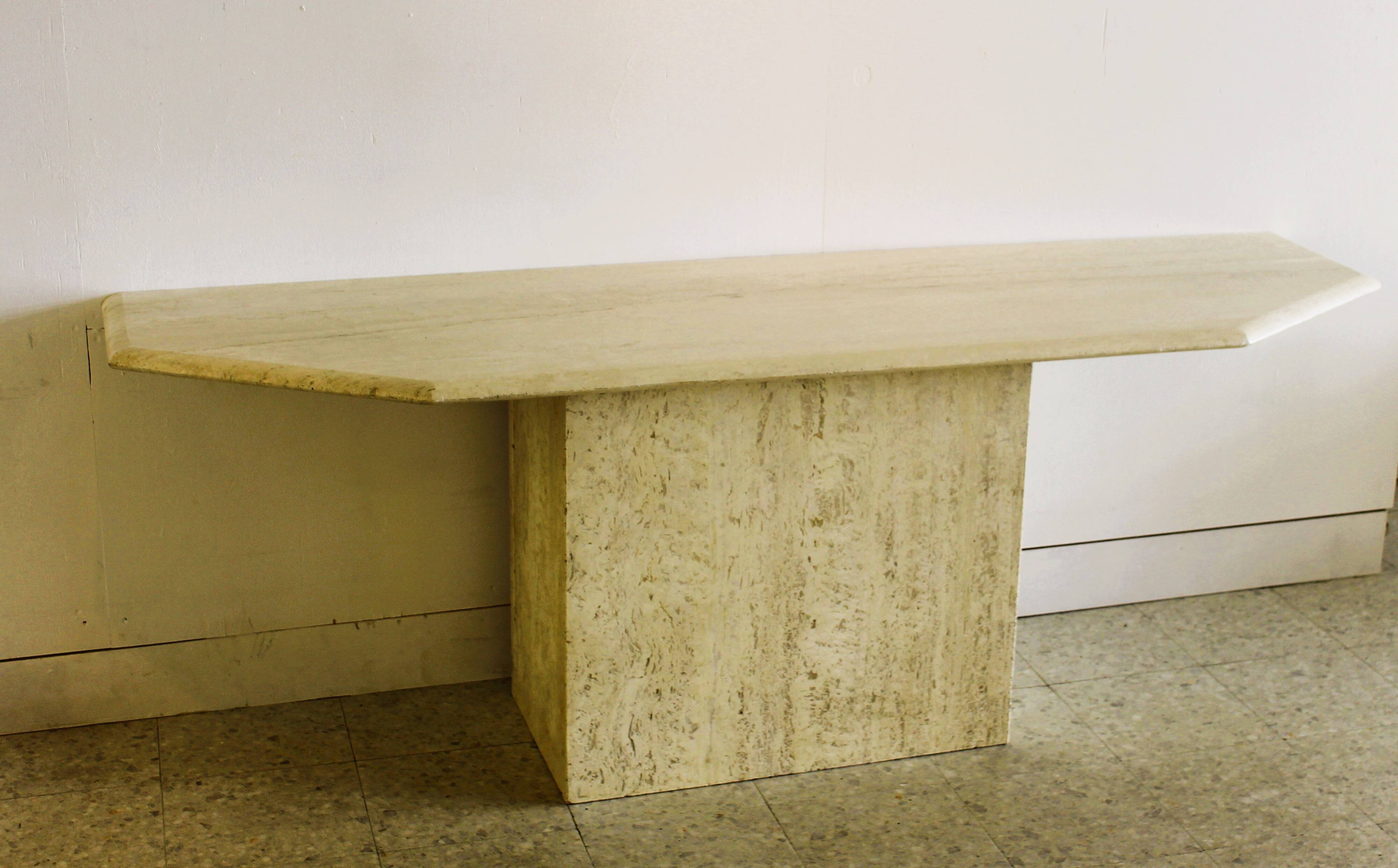 Very large travertine console, Italy, 1970s.