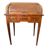 Cylindrical desk in cubic marquetry Louis XVI style late 19th, early 20th century