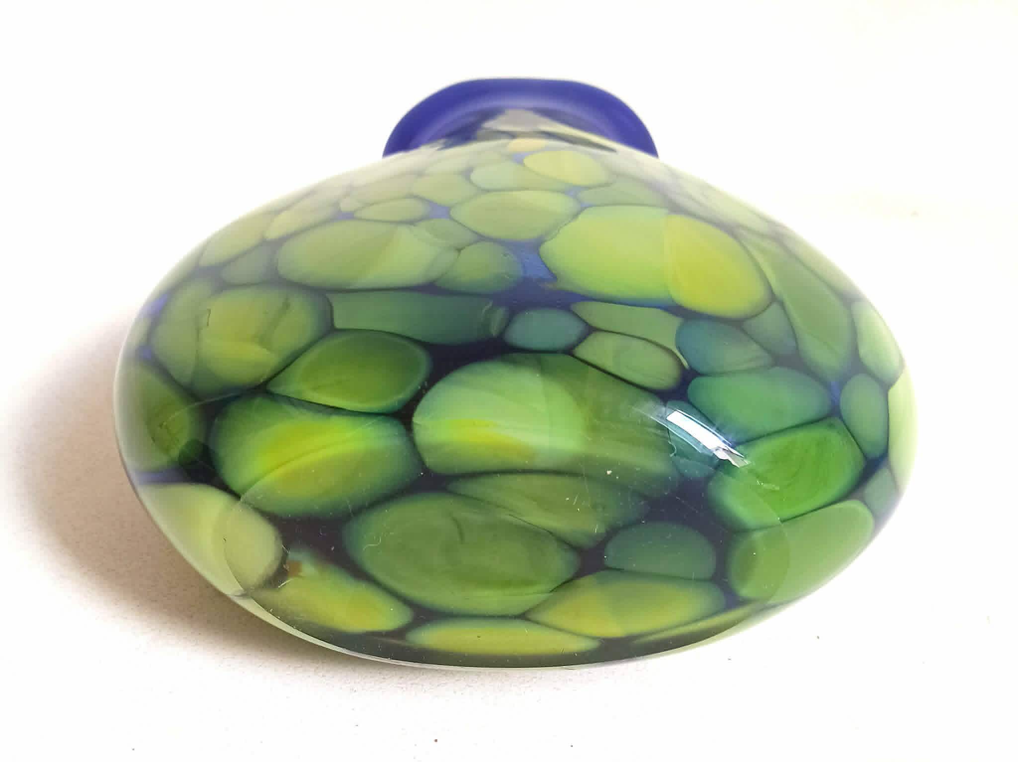 Cobalt blue vase with yellow inclusion Height 33 cm