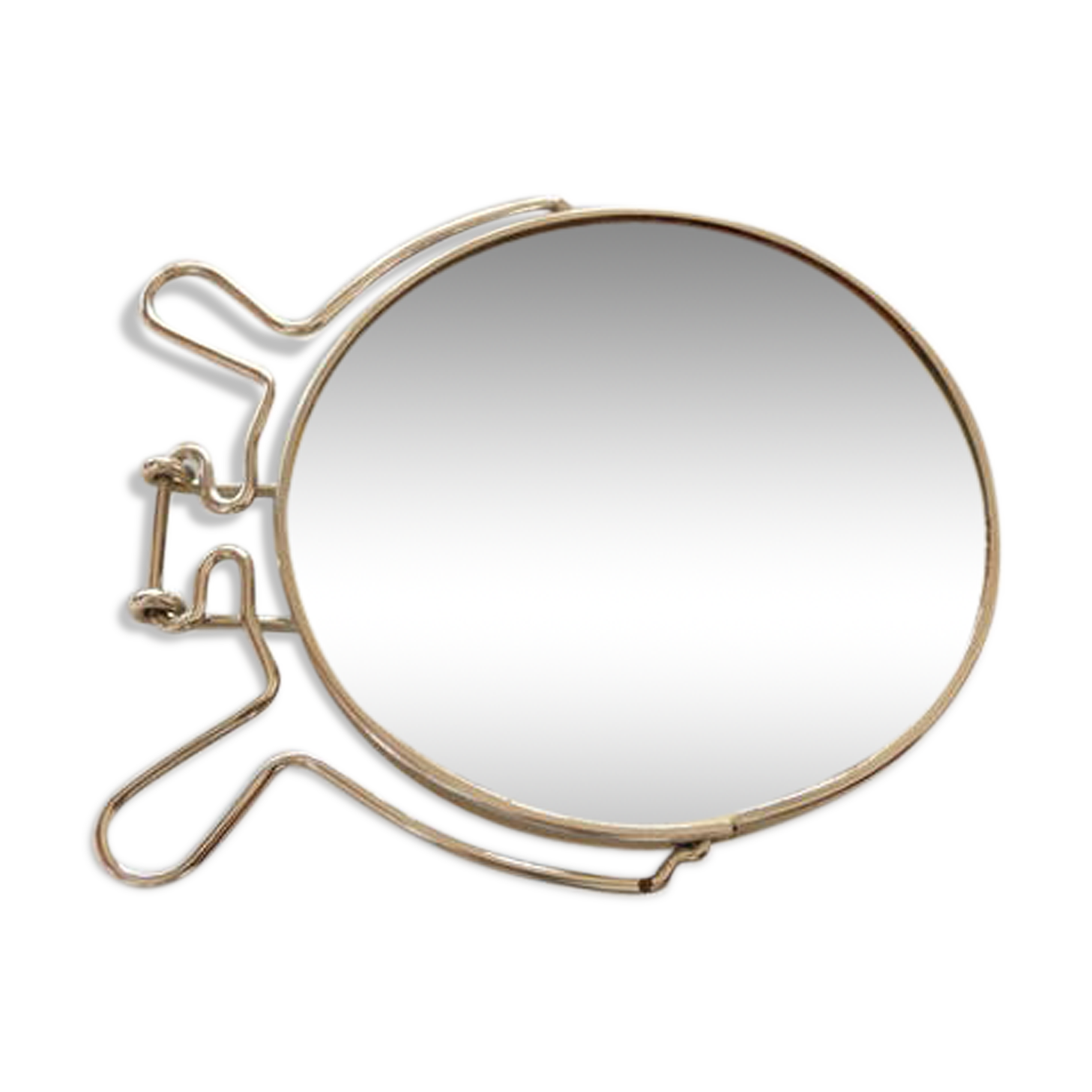 round barber mirror to be put down or suspended 16x18cm