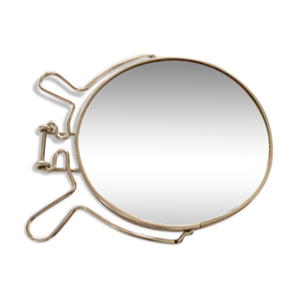 round barber mirror to be put down or suspended 16x18cm