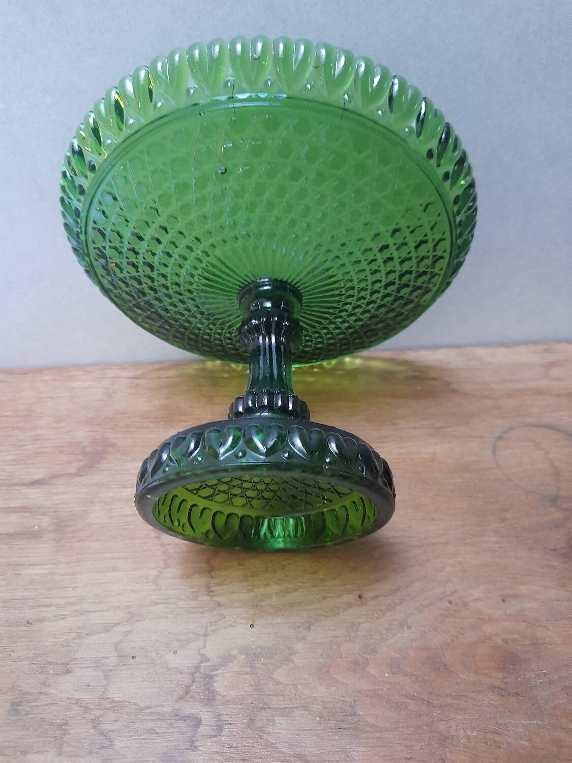 Chiseled glass footed dish