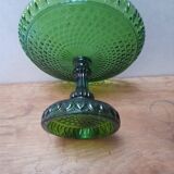 Chiseled glass footed dish