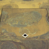 Isabelle and Richard Faure's unique patinated oxidized brass coffee table 1970