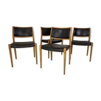 Vintage, Mid-Century, Scandinavian oak and leather Moller Dining Chairs