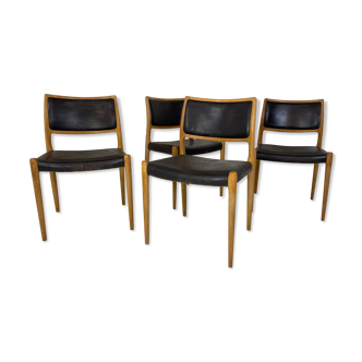 Chaises chêne scandinave et cuir par Niel Otto Moller