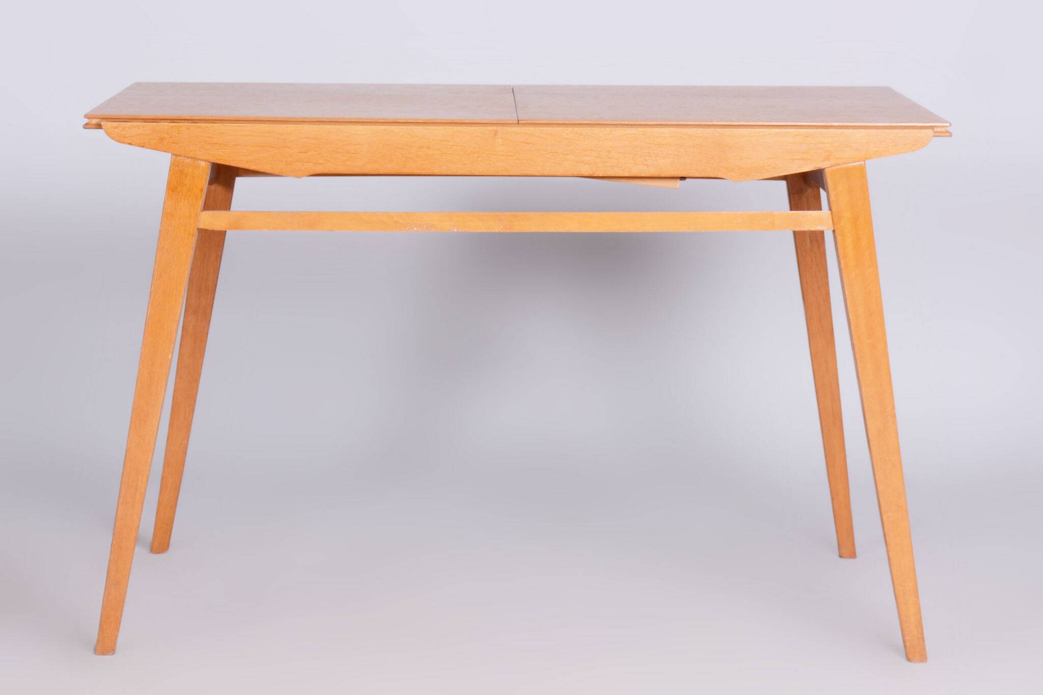 Restored Midcentury Oak Extendable Dining Table, Revived Polish, Czechia, 1950s
