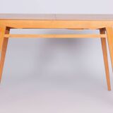 Restored Midcentury Oak Extendable Dining Table, Revived Polish, Czechia, 1950s