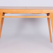 Restored Midcentury Oak Extendable Dining Table, Revived Polish, Czechia, 1950s