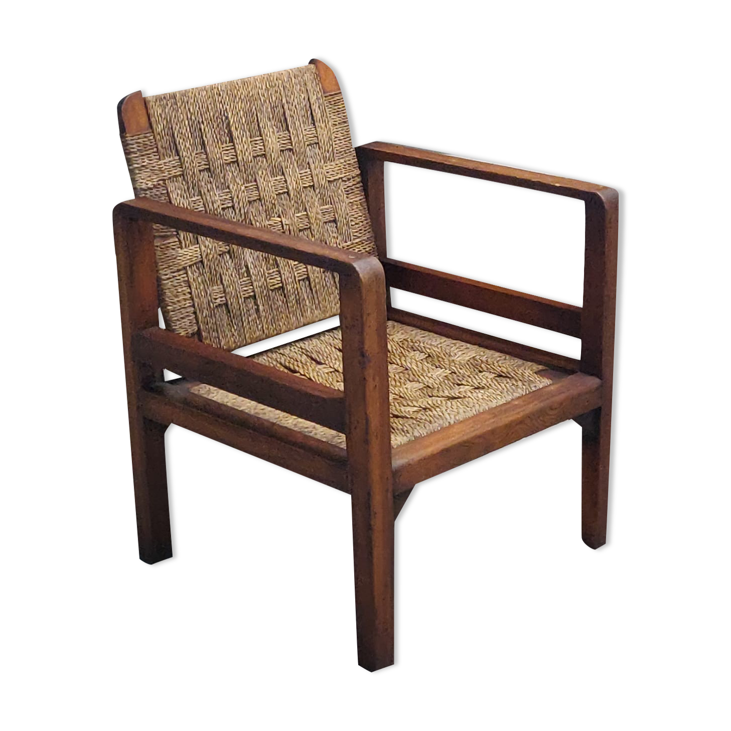 Wooden and rope armchair