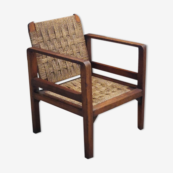 Wooden and rope armchair