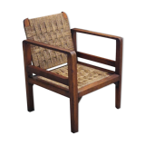 Wooden and rope armchair
