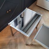 Nesting tables in gold/chrome metal and amber mirror