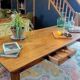 XXL solid oak farmhouse table 260x100 patinated two drawers