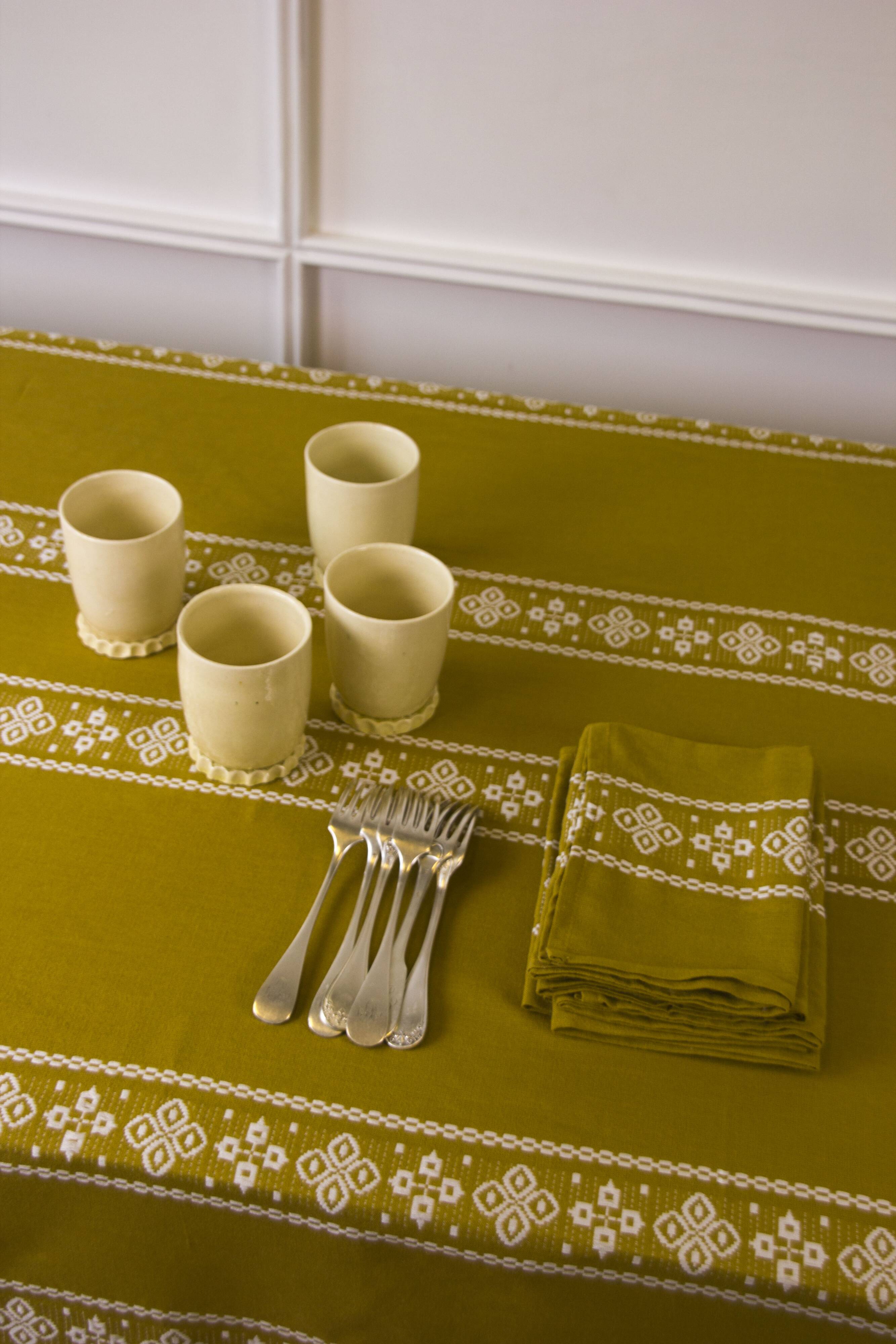 Basque pattern towel, mustard