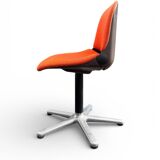 4 vintage chairs, model 231/5 in orange fabric by Wilkhahn.