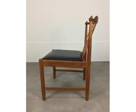 4 Scandinavian teak chairs with bars, 60s