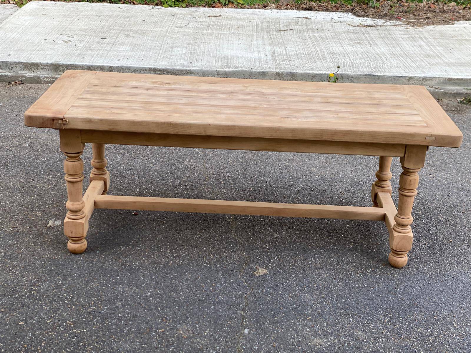 Renovated extendable farmhouse dining table made of solid wood, 200cm, 1950.