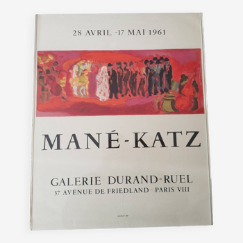 Mane Katz Original lithograph exhibition poster Mourlot Galerie Durand Ruel 1961