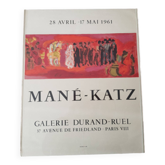 Mane Katz Original lithograph exhibition poster Mourlot Galerie Durand Ruel 1961