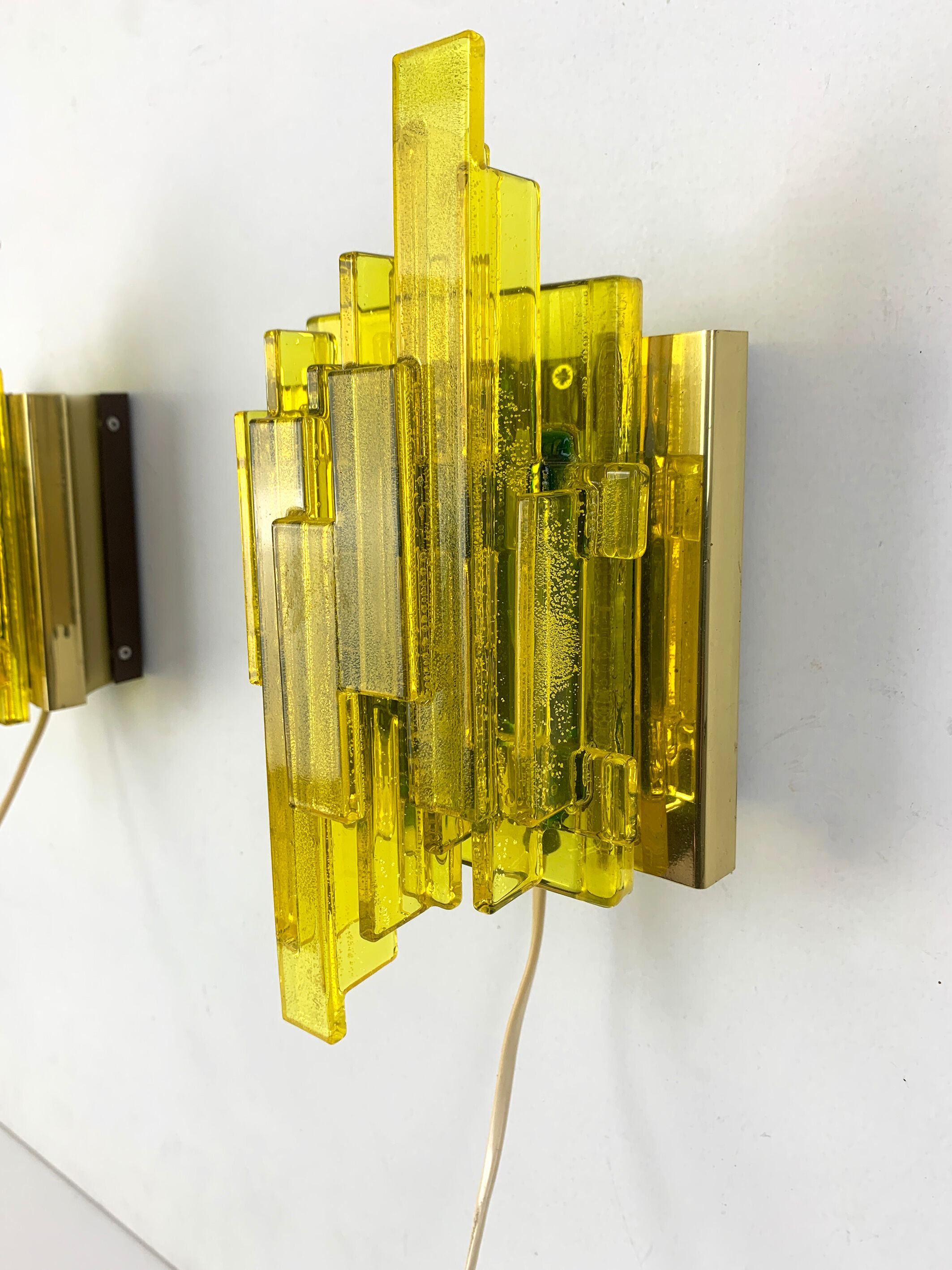 Pair appliques brutalistes, Claus Bolby for Cebo Industri, Denmark, 1970s