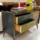 Italain Sideboard Made Of Solid Wood And Covered With Colored Glass 1950S