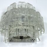 Vistosi manner, set of four large clear murano glass elements sconces. Italy 1970s
