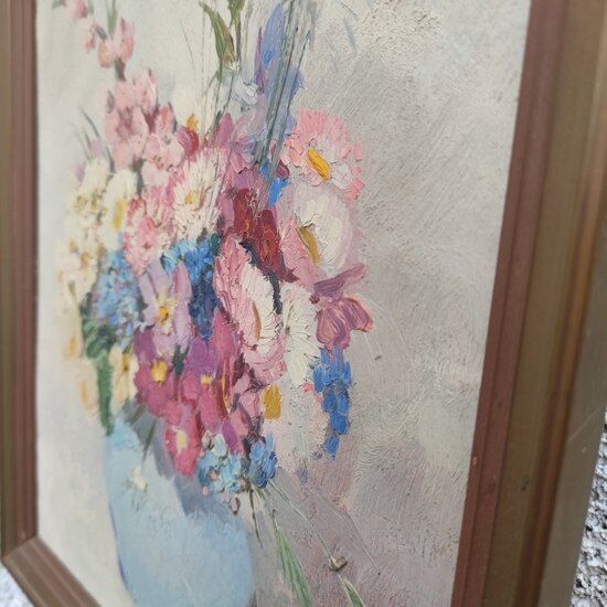Tableau ancien bouquet de fleurs