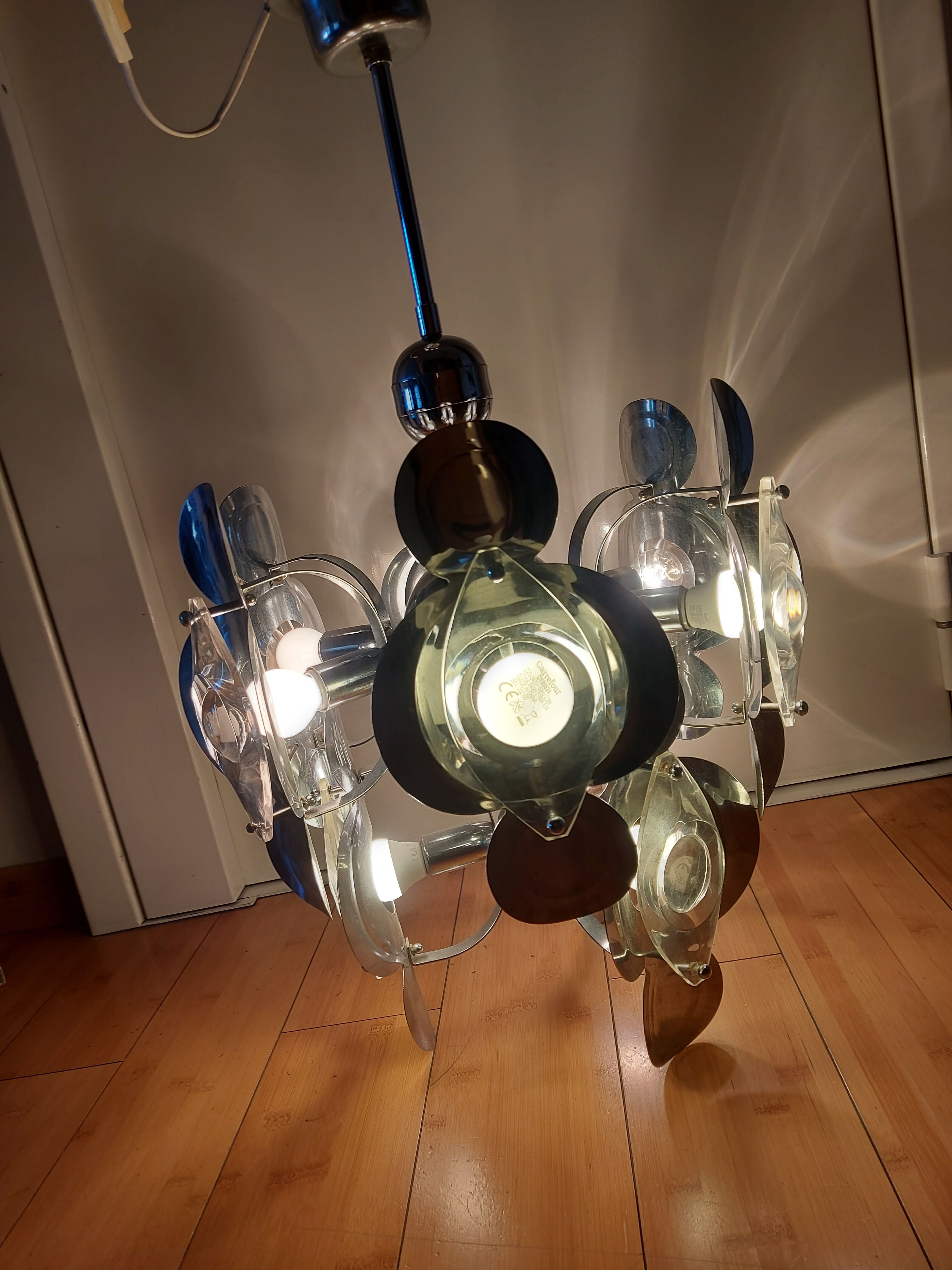 Vintage chandelier 70'S Oscar Torlasco , 9 lights