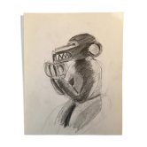 African Monkey Sculpture Drawing