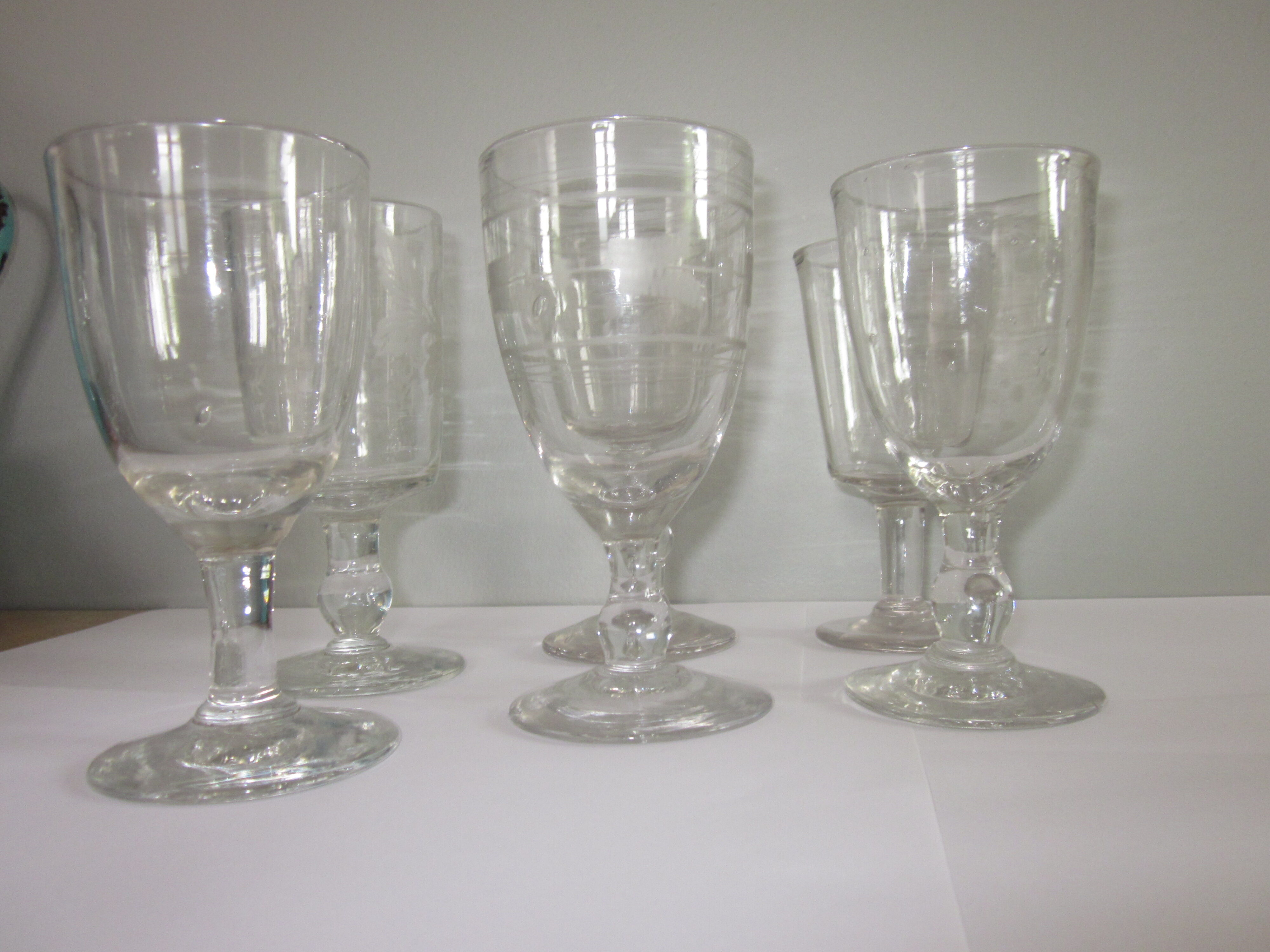 6 old bistro glasses from 1900-1920