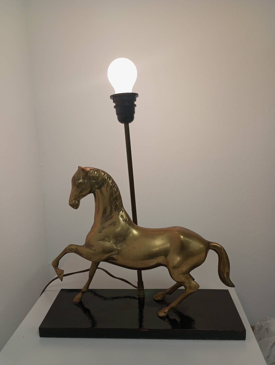 Table lamp Horse in gilded brass