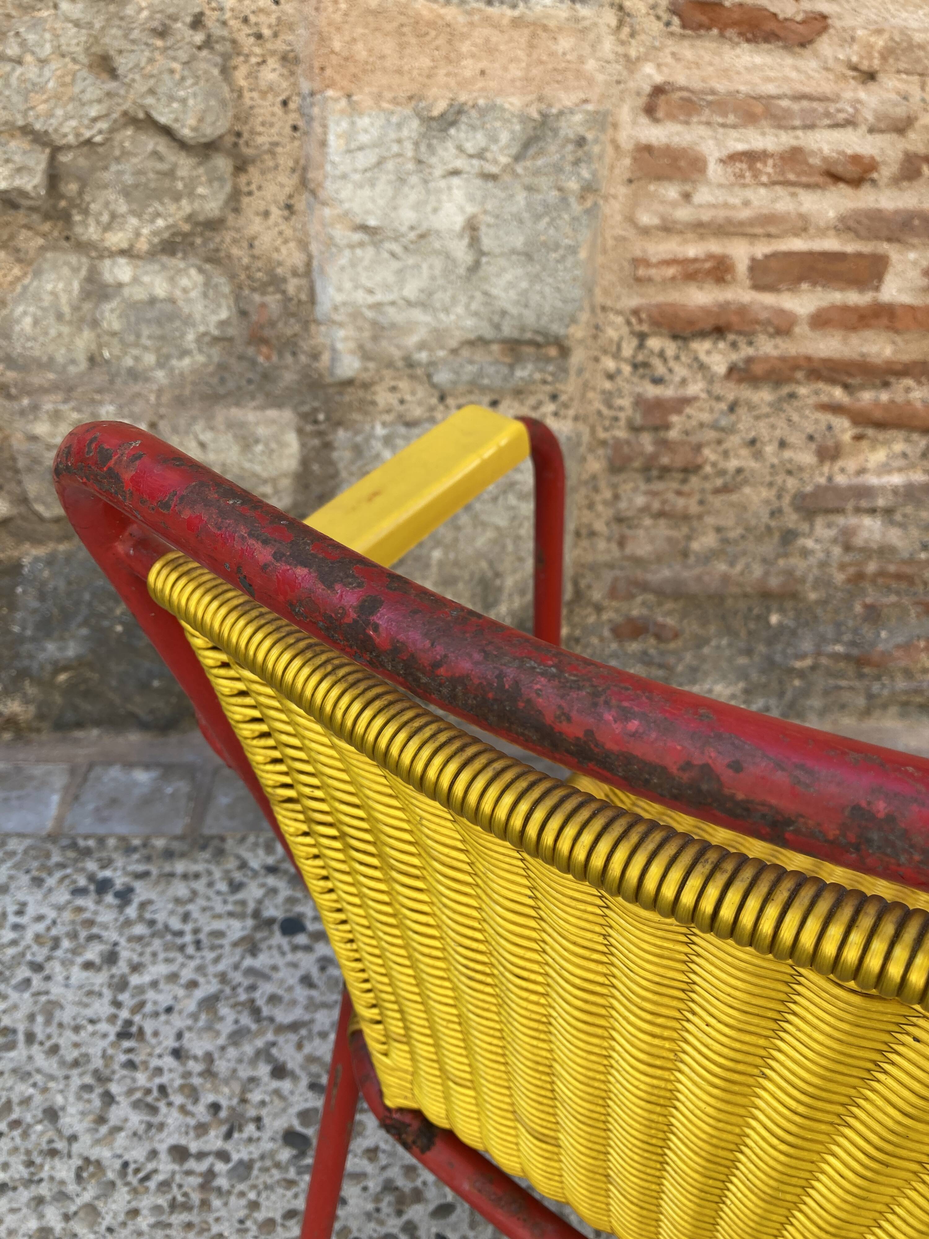 Garden armchair in scoubidou