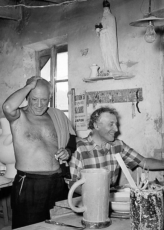 Photography, "Pablo Picasso and Marc Chagall", Gordes, 1948 / NB / 15 x 15 cm