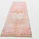 Light Pink & Brown Turkish Vintage Runner Rug, 94x328Cm