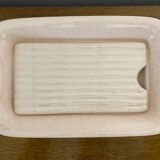 Plat ancien a asperges boch & fils la louvière céramique rose belgique