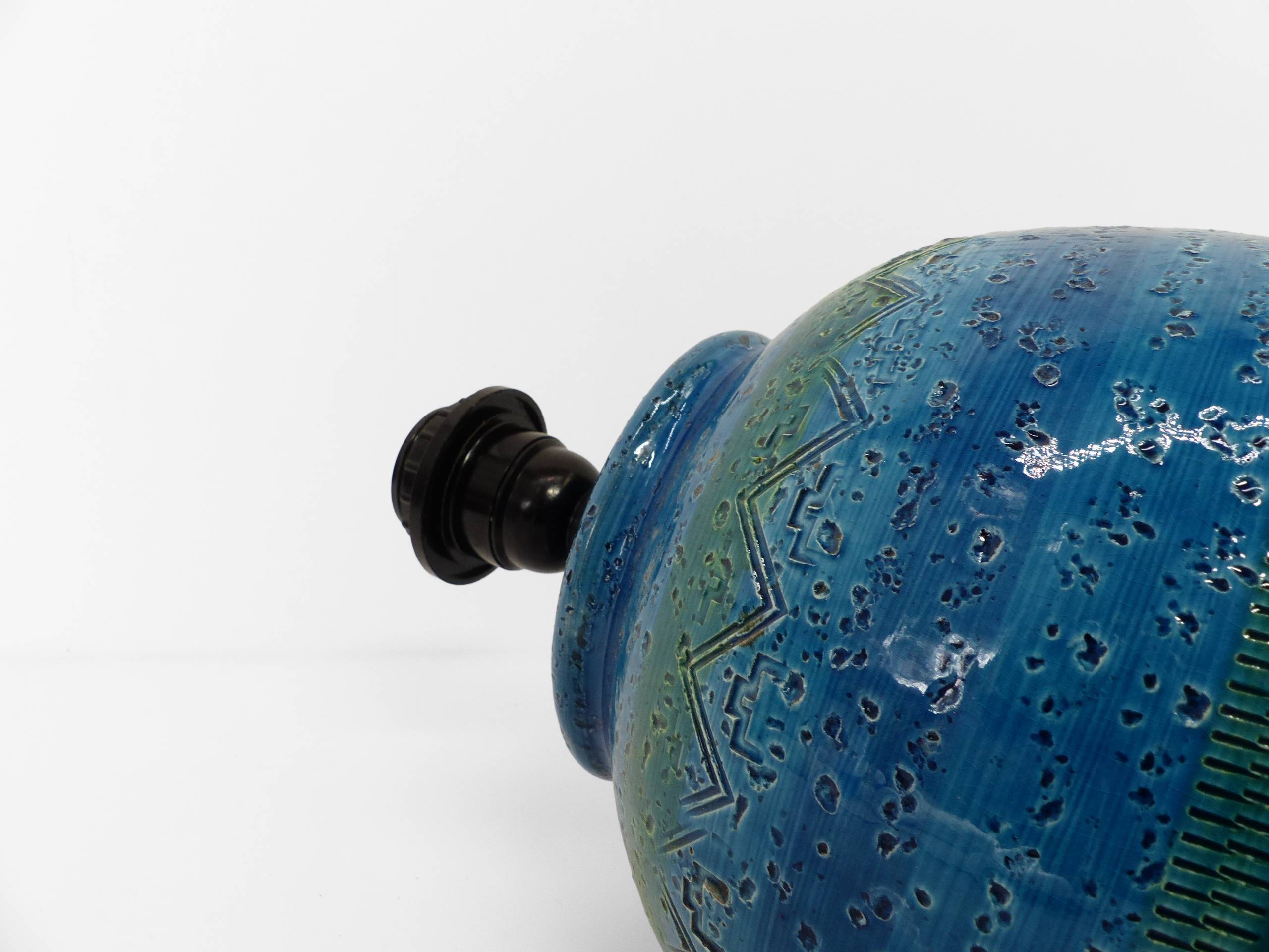 Blue earthenware lamp, Italy, circa 1980