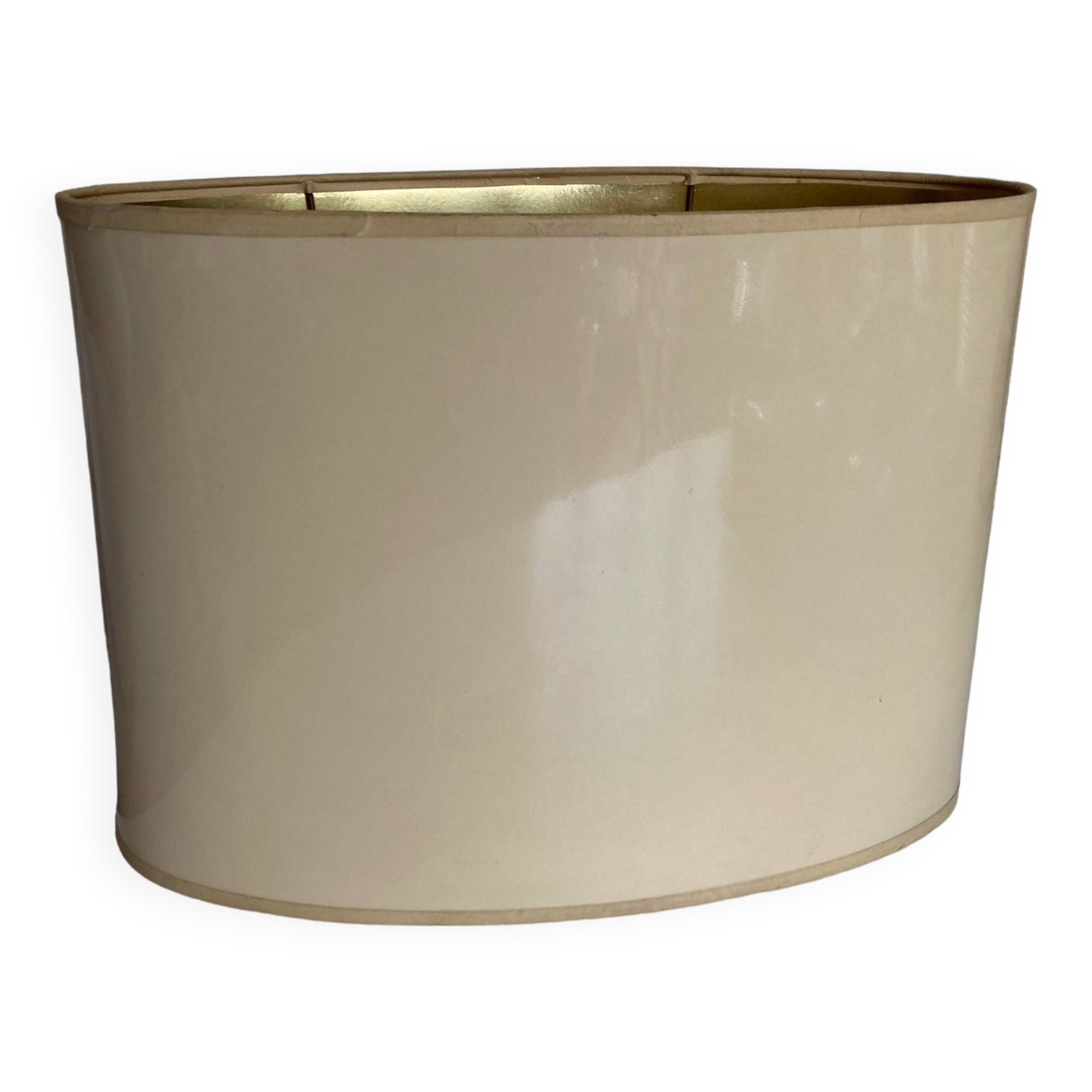 Oval lampshade hot water bottle lamp lacquered cardboard lined with gold 1970