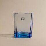 Six Blue Glass Tumblers by Pitti Studio - Vintage Italian Mid-Century Arched Glassware