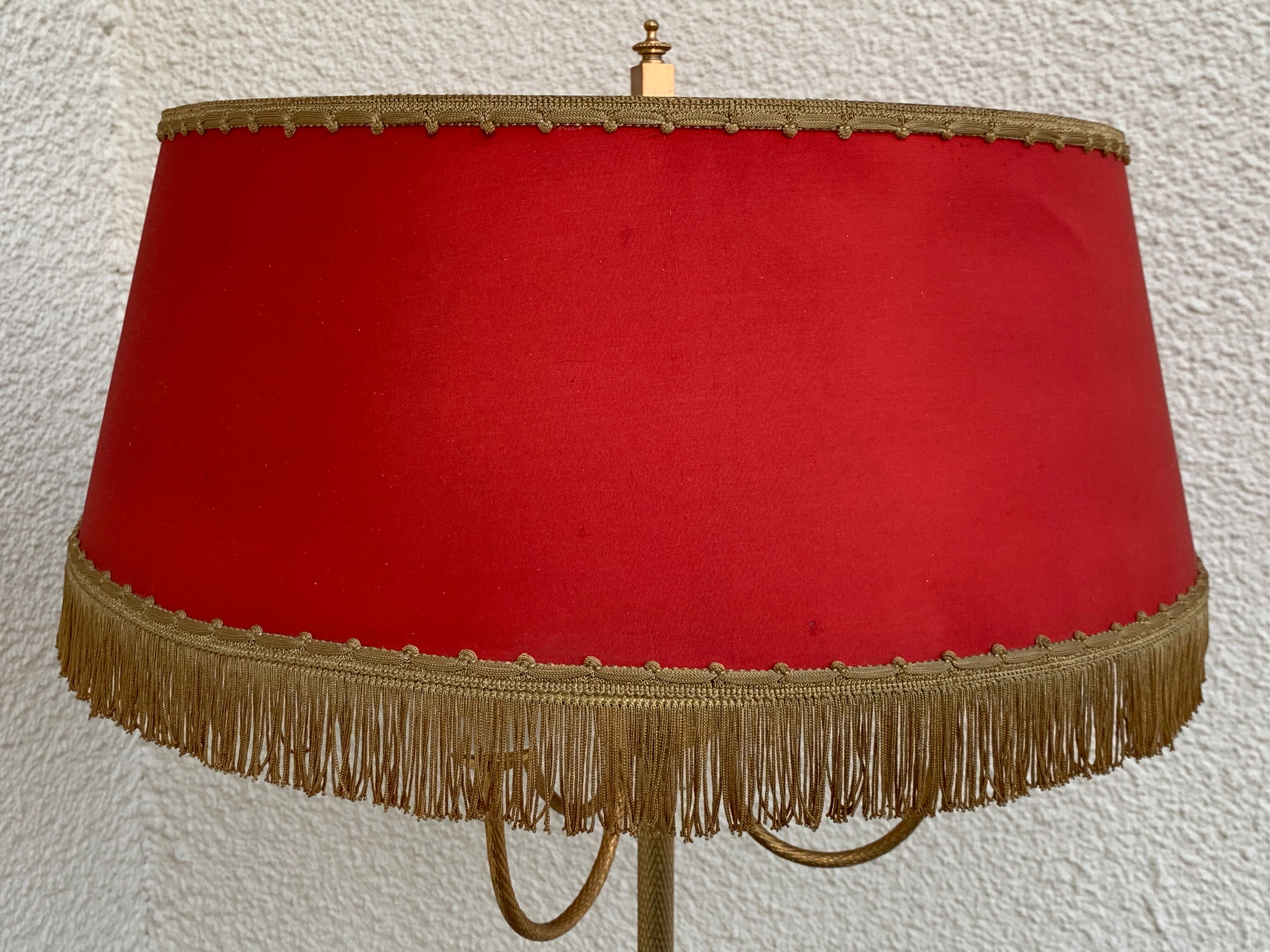 Vintage brass floor lamp in scale and opaline 1950