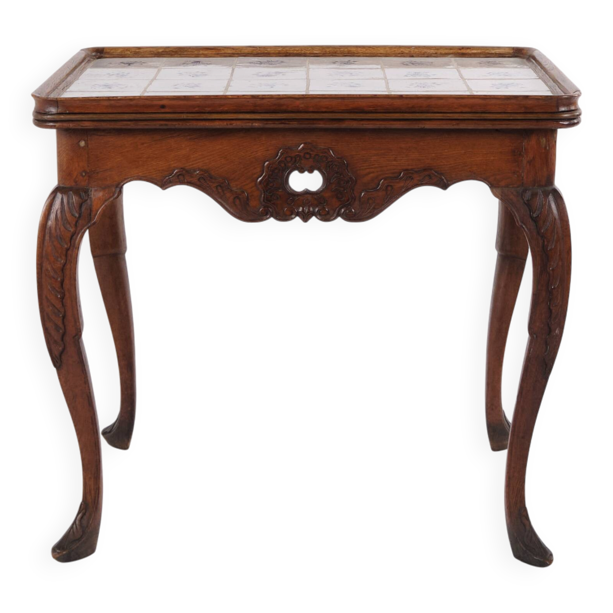 Antique tile table - Patinated oak - Rococo style - Dutch tiles - 1780