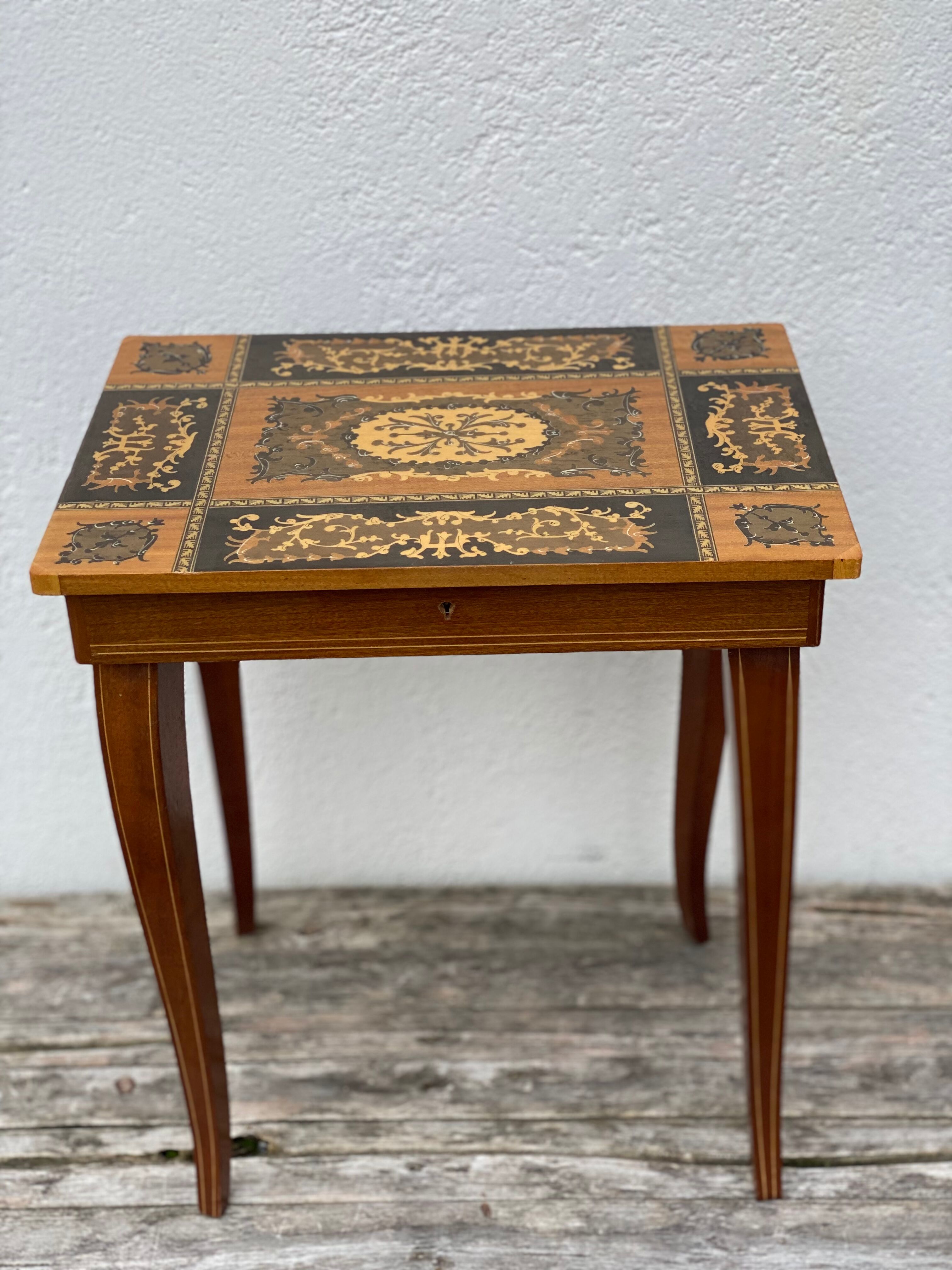 Italian Sorrento Music Box Table by Lador