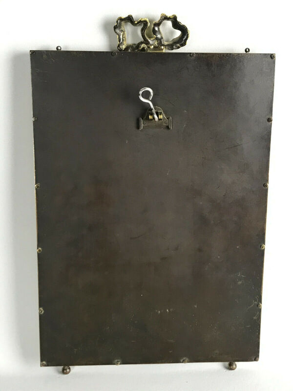 Miroir ancien en bronze doré de style Louis XVI avec miroir biseauté 37x23,5cm