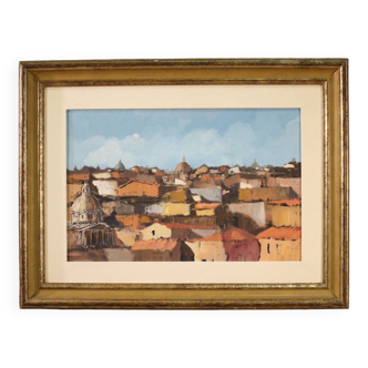 Signed painting from the 20th century, view of Rome