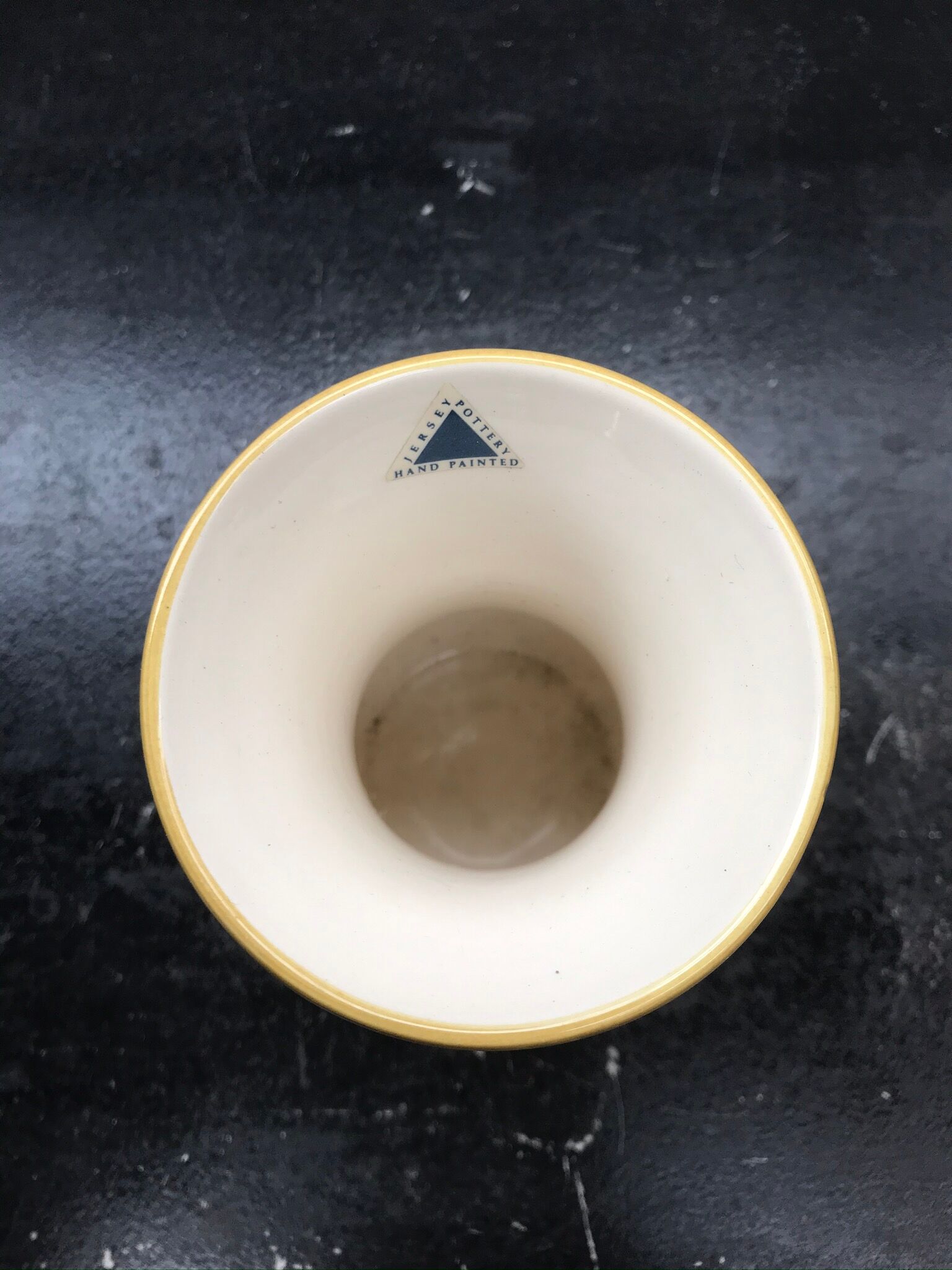 Jersey vase ceramics green & yellow decor vintage flowers