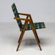 Mid-century Italian armchair in walnut with straps, in the style of Franco Albini.