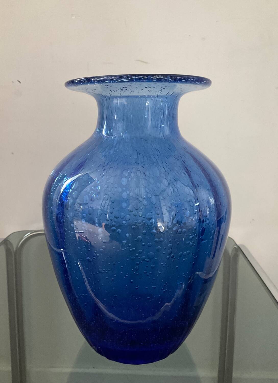 Vase vintage en verre bullé