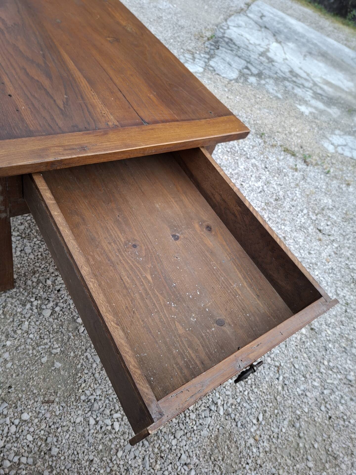 Table basse de ferme rustique ancienne un tiroir -1m42